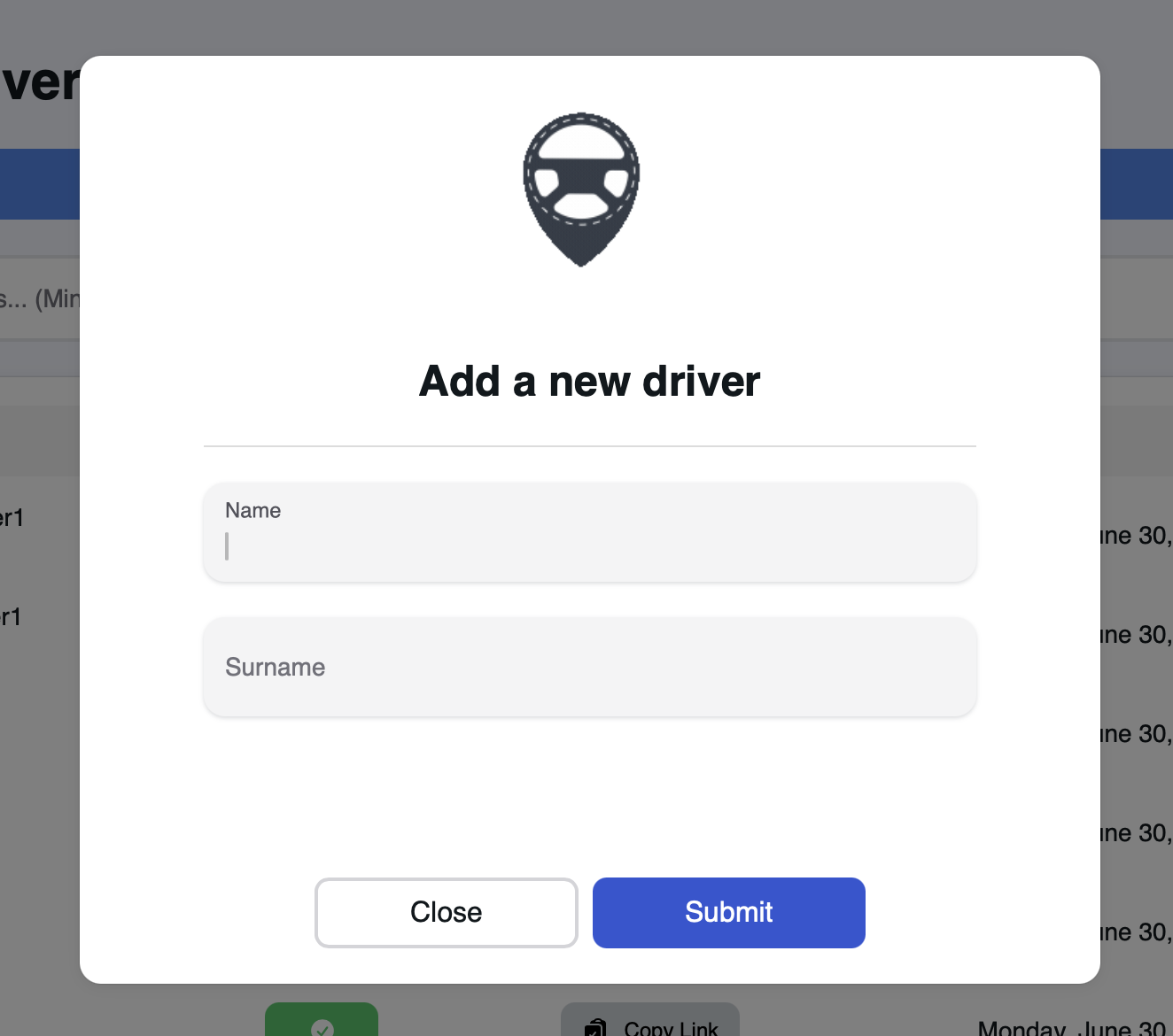 Add new driver form