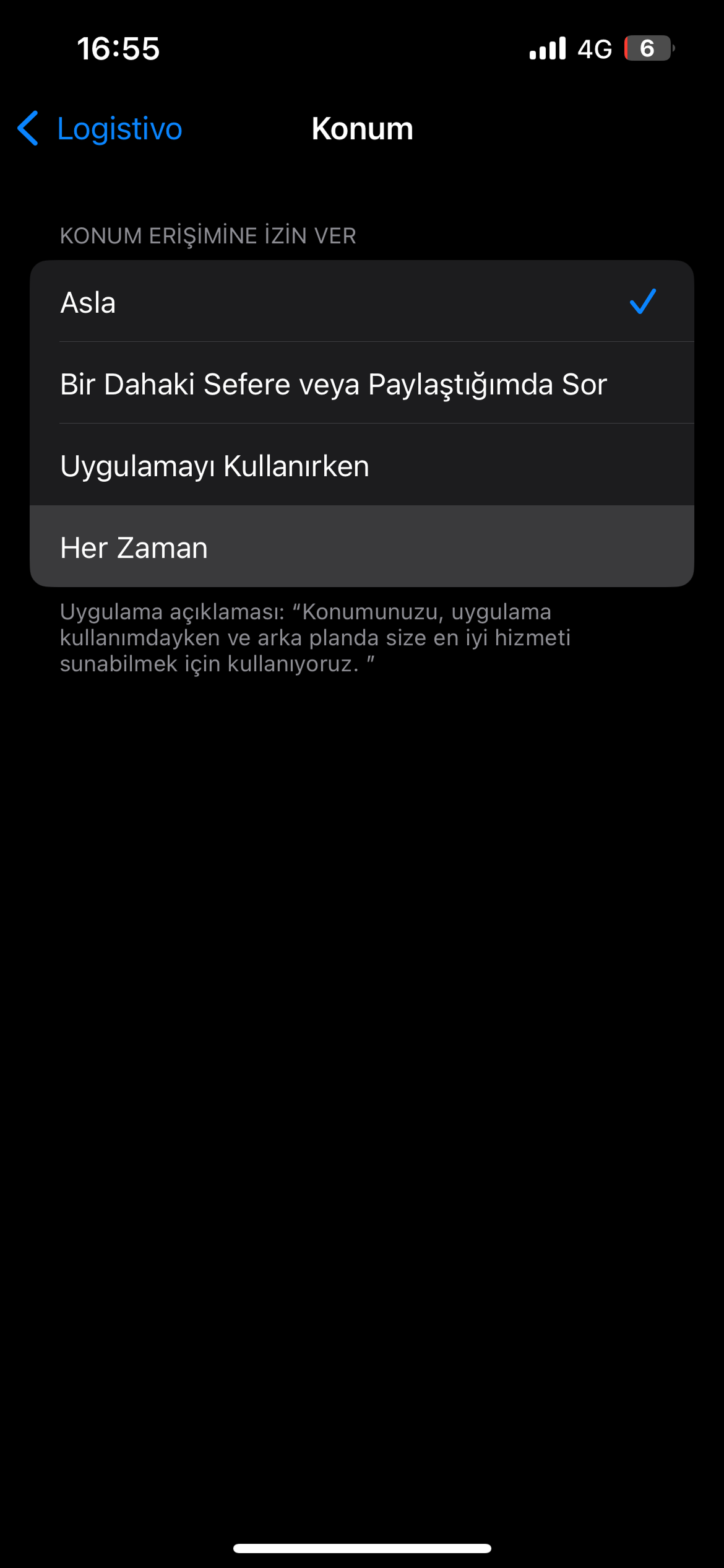 iOS Konum İzinleri Ayarları